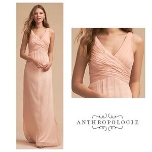 BHLDN Angie Blush Pink Chiffon Dress Anthropologie Bridesmaid Wedding Balletcore